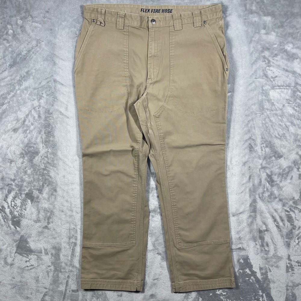 Duluth Flex‎ Fire Hose Work Pants Khaki Men's Size 40(38)x32(30) Cotton Spandex